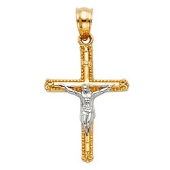 14K Jesus Crucifix Cross Religious Pendant